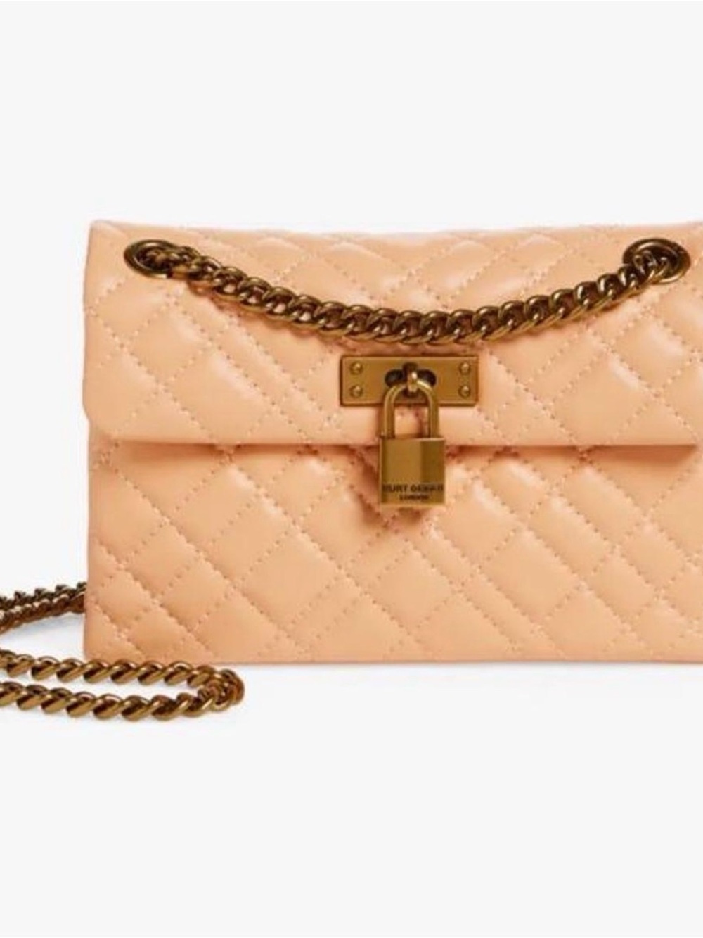 Quilted Peach Kurt Geiger Mini Leather Brixton Lock Bag with imperfections
